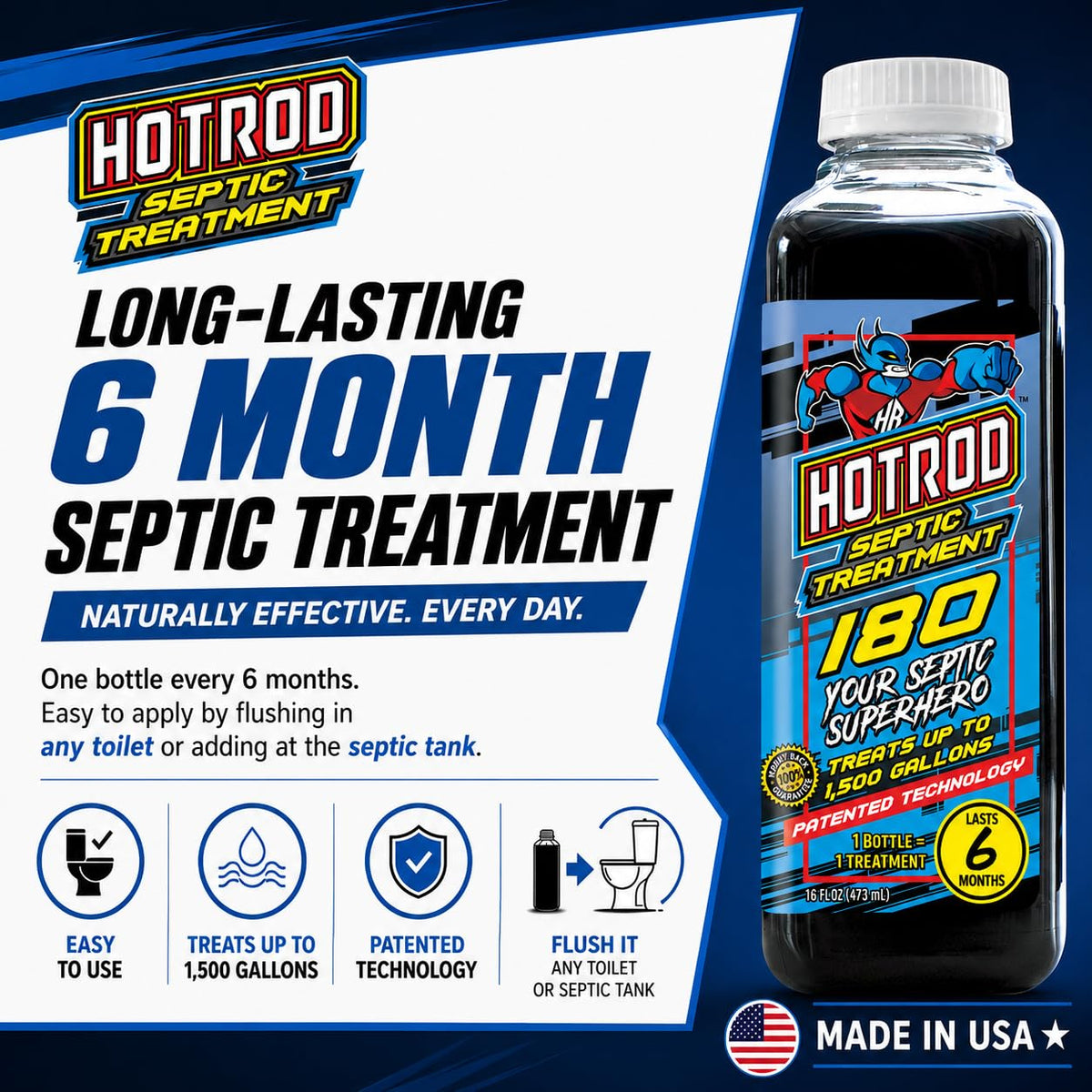 HOTROD 180 six-month septic treatment overview